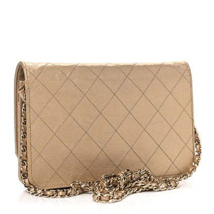 Chanel Metallic Aged Calfskin Quilted Wallet On Chain WOC Gold 2 of 7