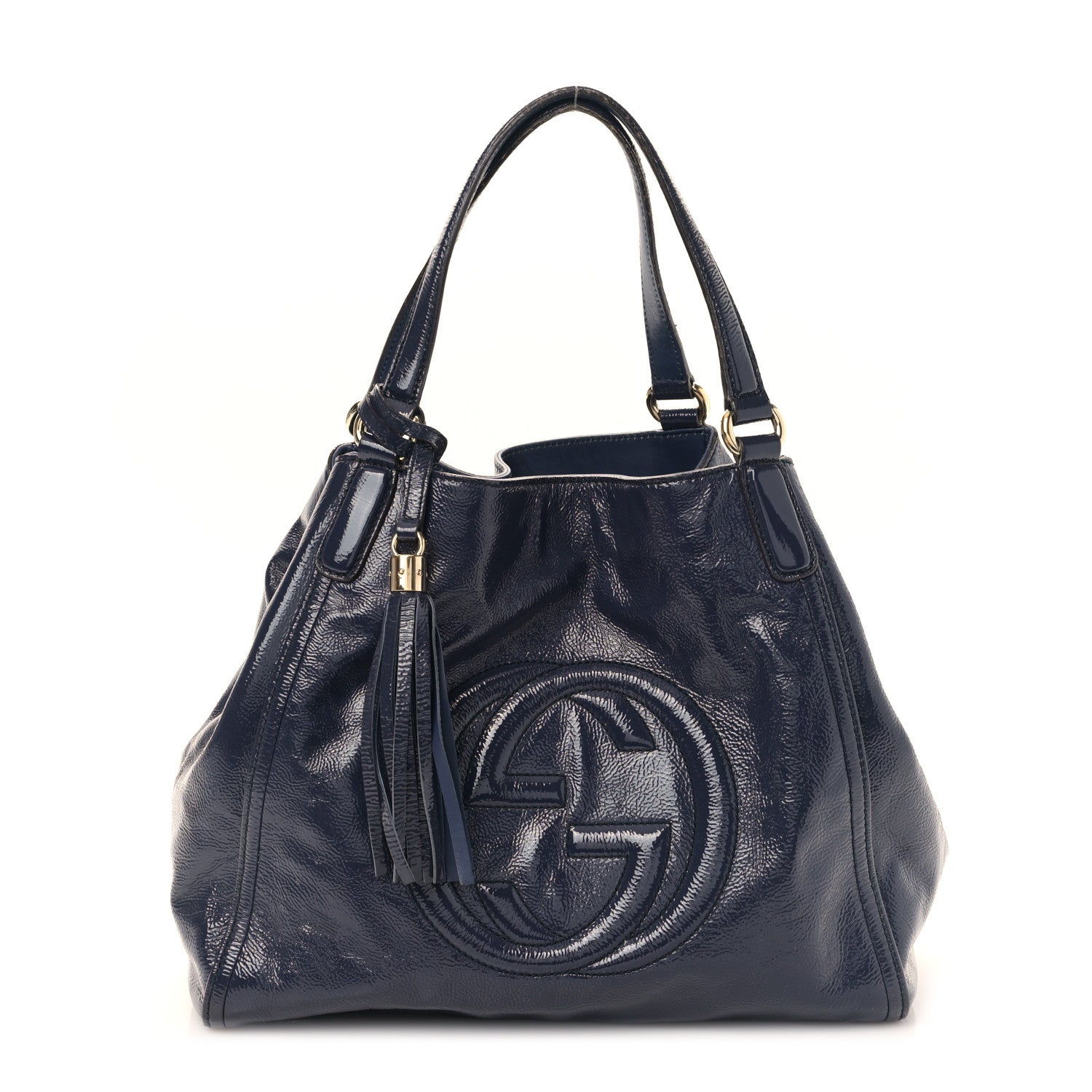 Gucci Vernice Naplack Medium Soho Shoulder Bag Uniform Blue 1 of 11