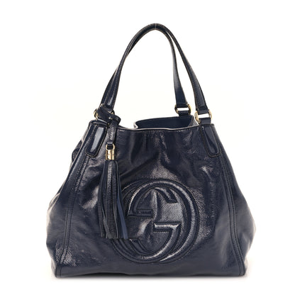 Gucci Vernice Naplack Medium Soho Shoulder Bag Uniform Blue 1 of 11