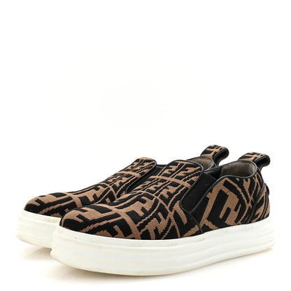 Fendi X SARA COLEMAN Canvas FF Vertigo Embroidered Womens Rise Slip On Sneakers 36.5 Tobacco Black 4 of 10
