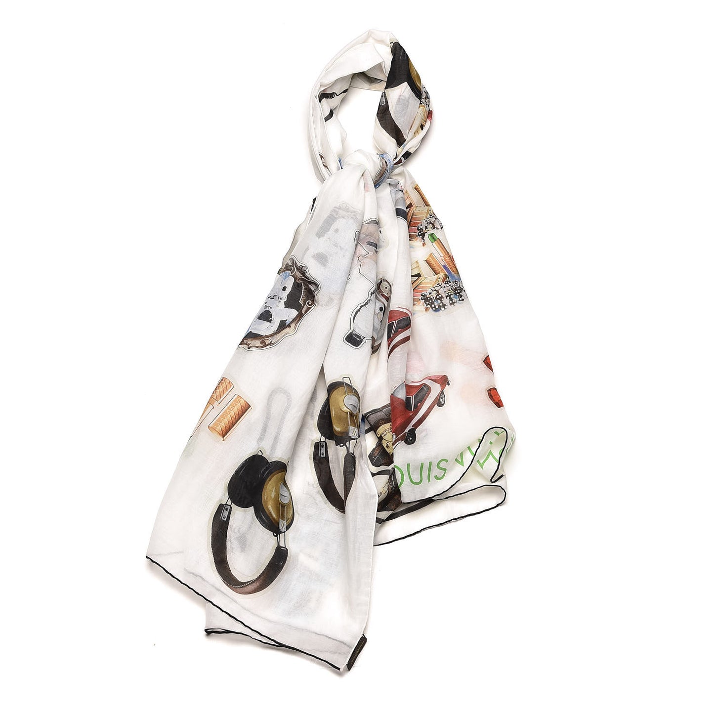Cotton Silk Stickers Animation Stole White