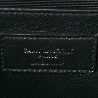 Saint Laurent Grain De Poudre Textured Mixed Matelasse Triquilt Medium Monogram Satchel Black 7 of 10