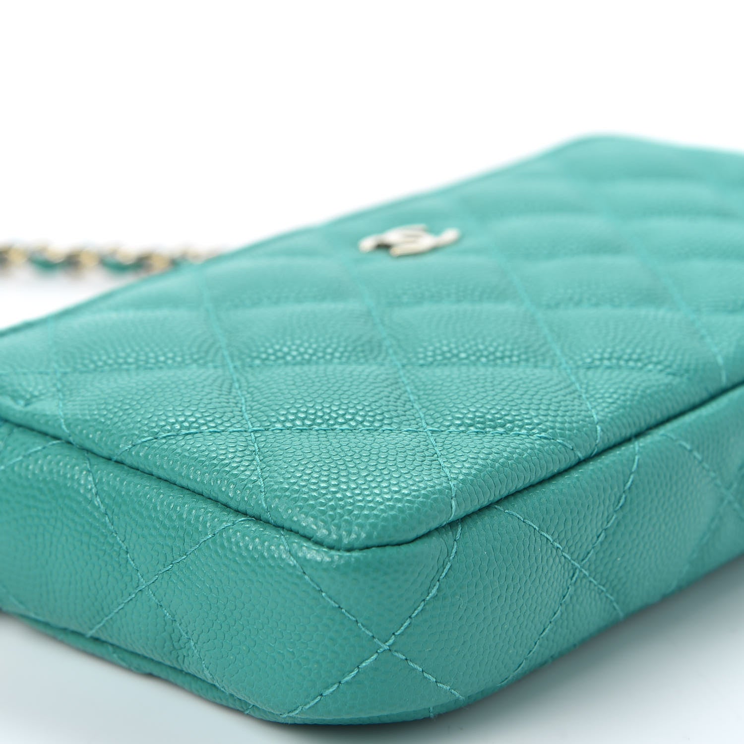 Chanel Caviar Quilted Small Clutch With Chain Turquoise 5 of 10