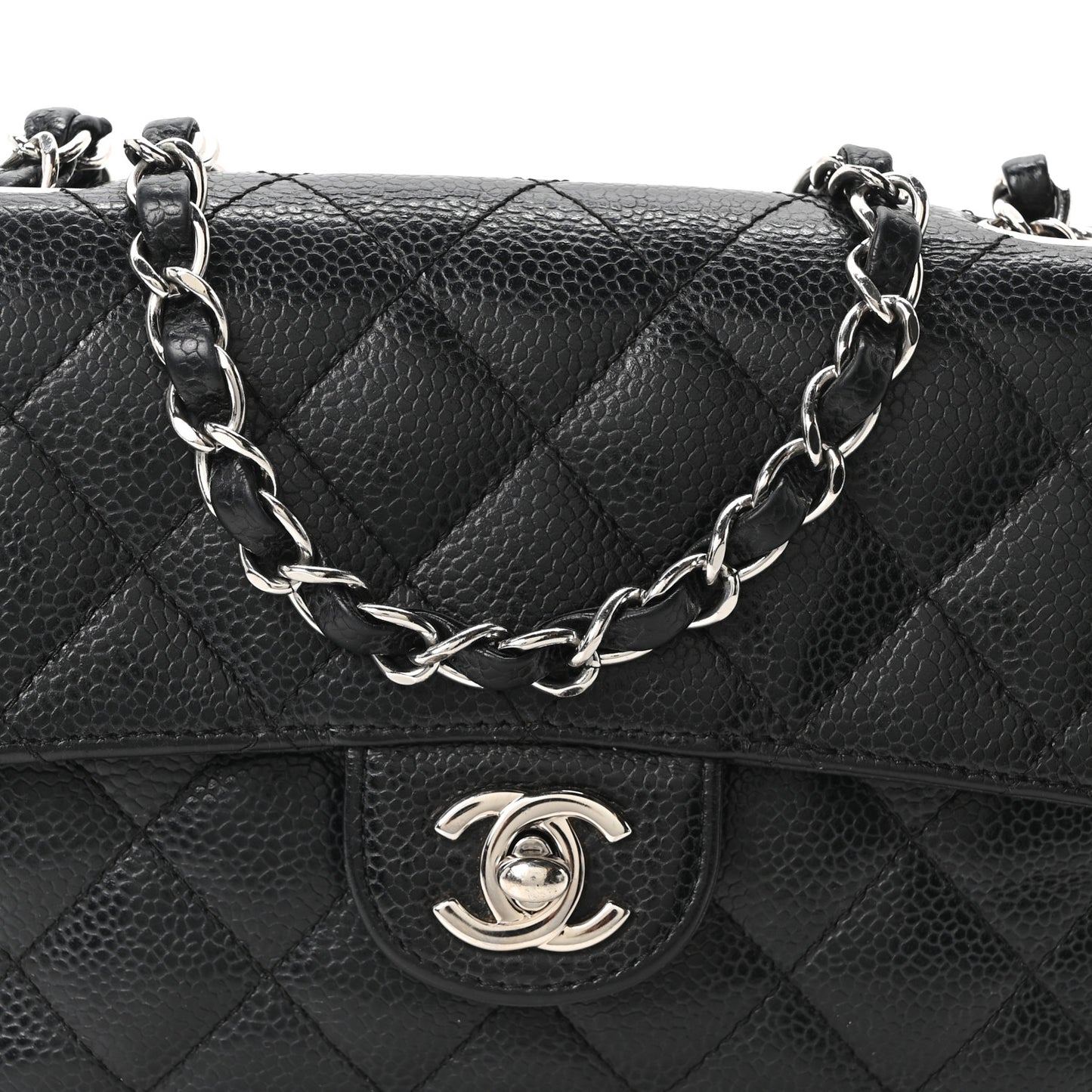 Caviar Quilted Mini Square Flap Black
