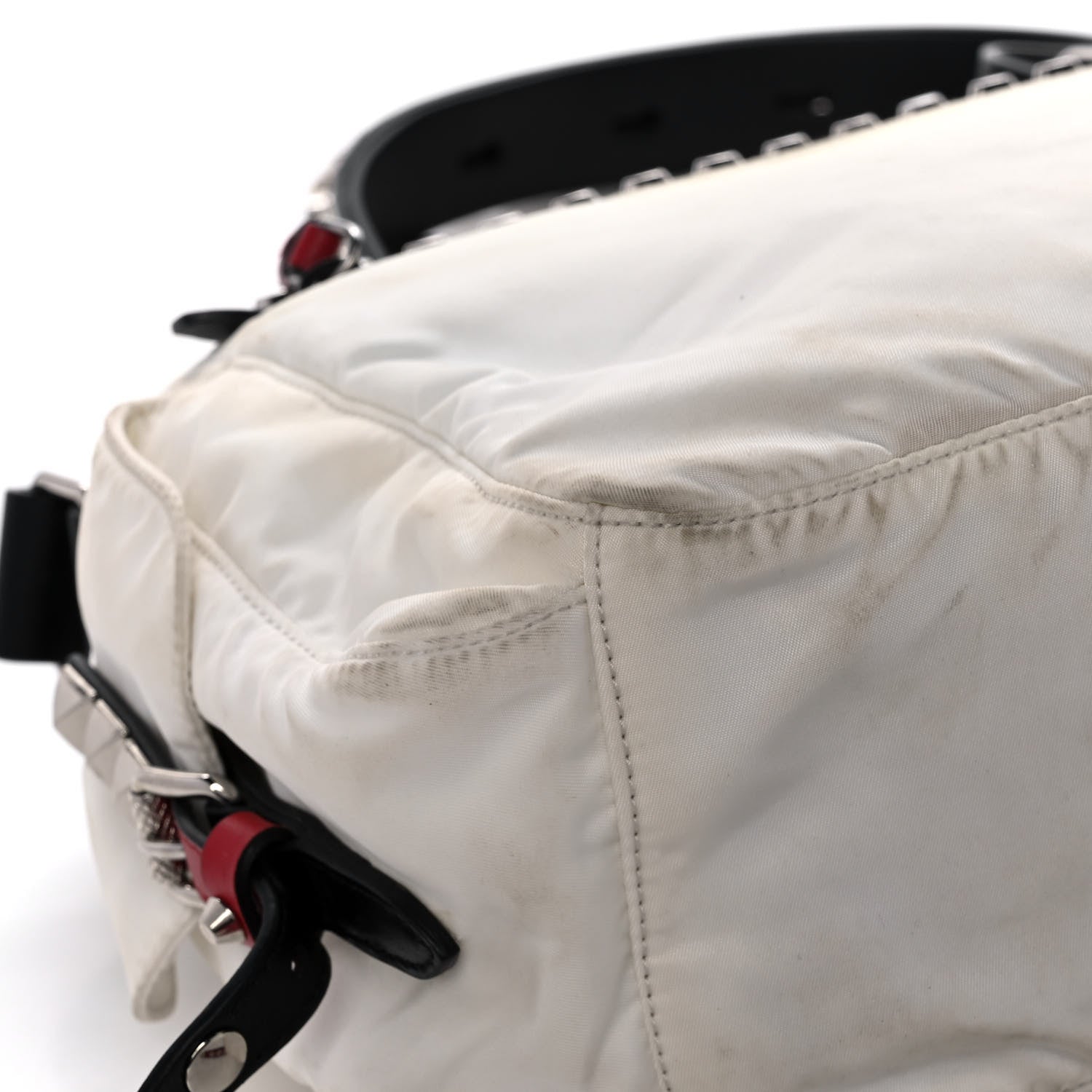 Prada Nylon New Vela Studded Messenger White Fuoco 12 of 20