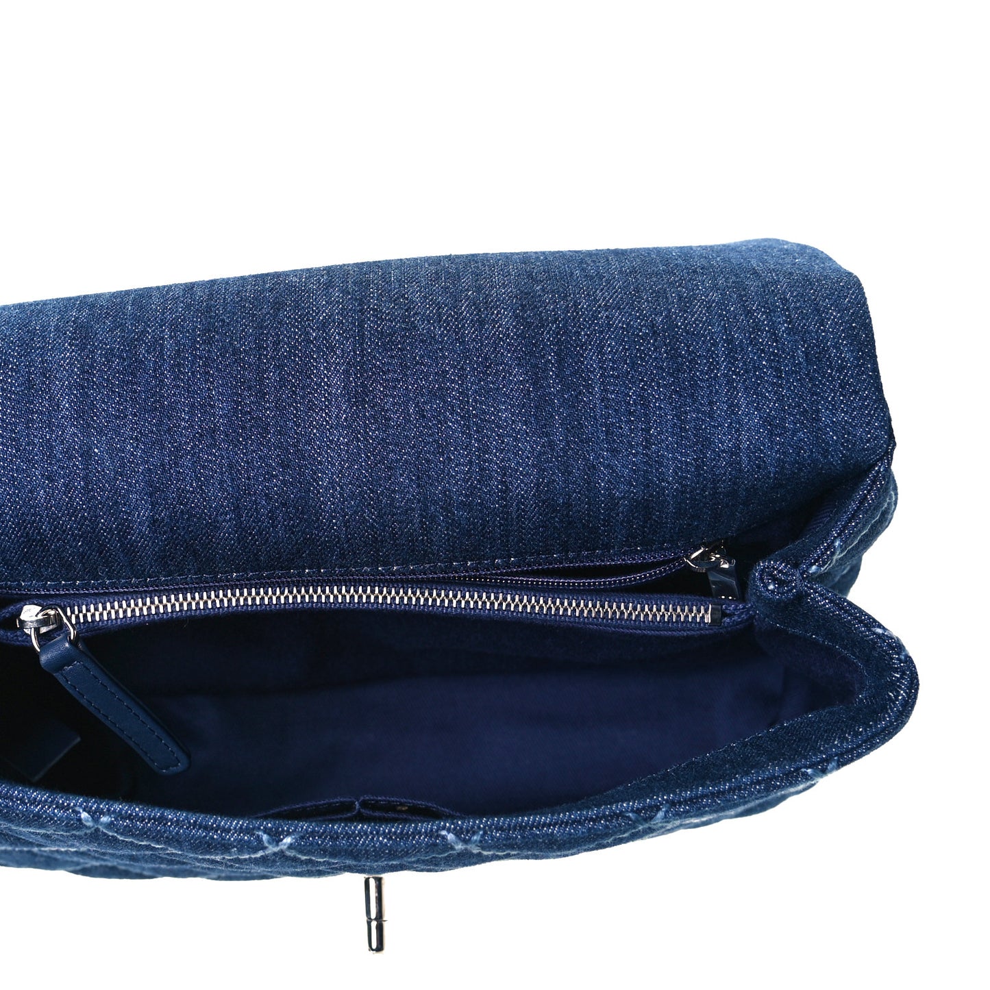 Denim Quilted Small Coco Handle Flap Blue