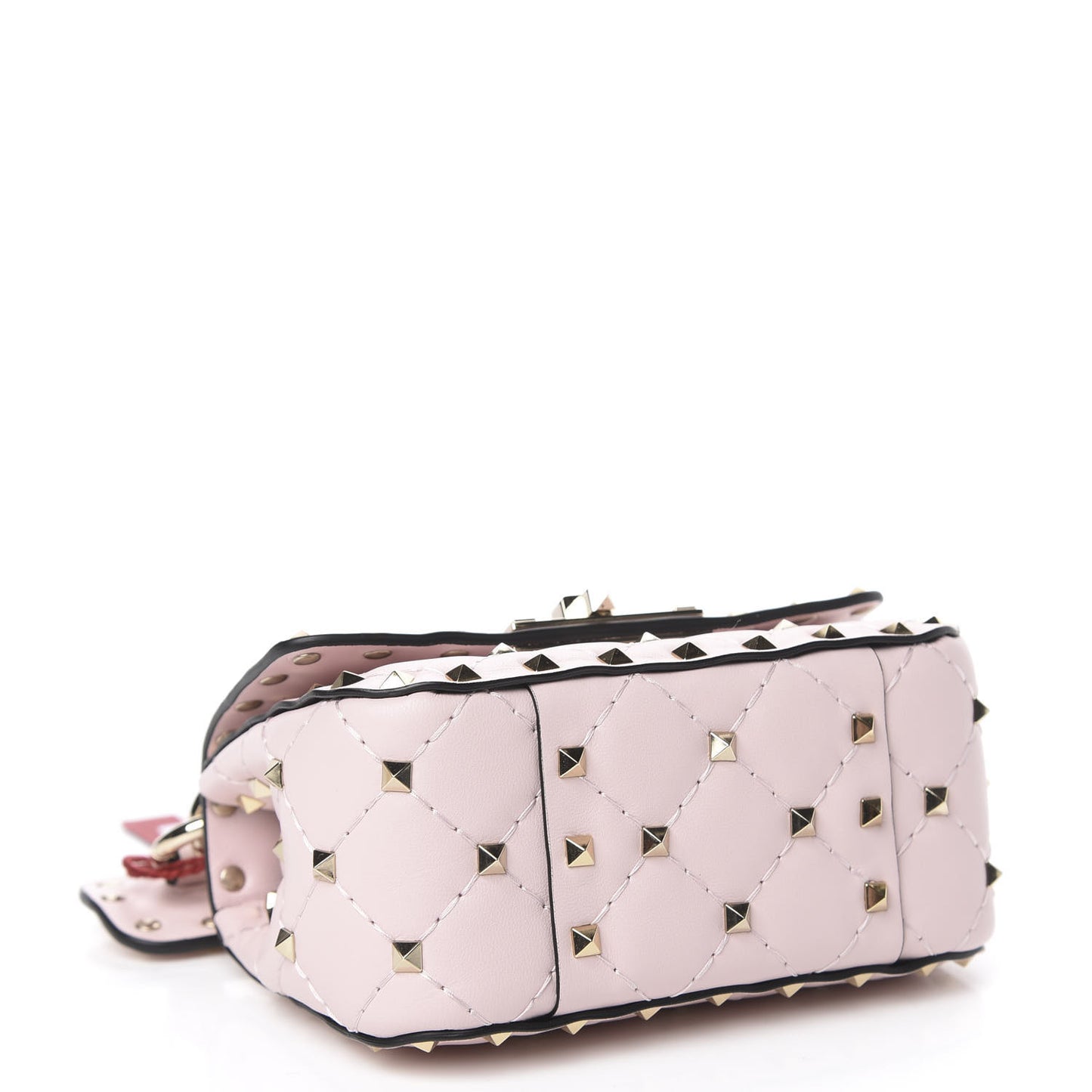 Nappa Micro Rockstud Spike Shoulder Bag Rose Quartz