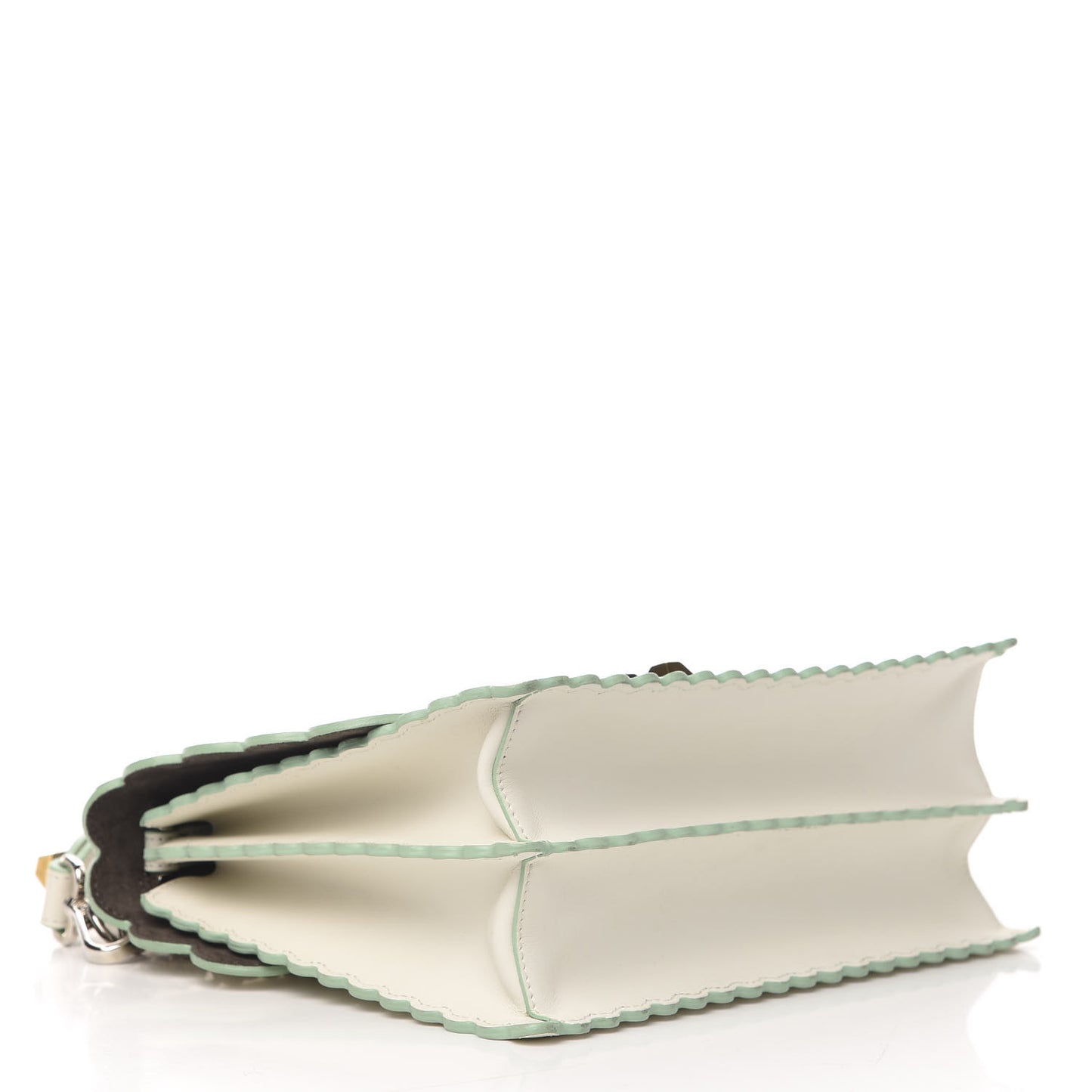 Vitello Baltico Scalloped Studded Kan I Shoulder Bag Bianco