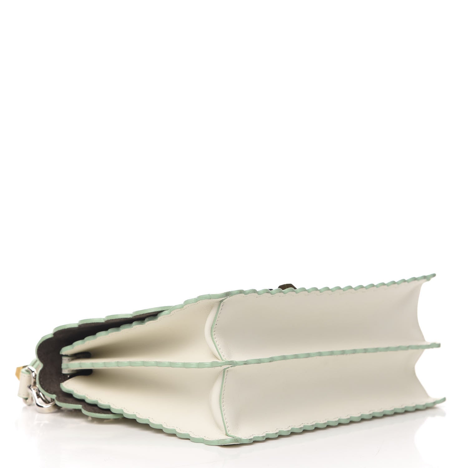 Fendi Vitello Baltico Scalloped Studded Kan I Shoulder Bag Bianco 4 of 10