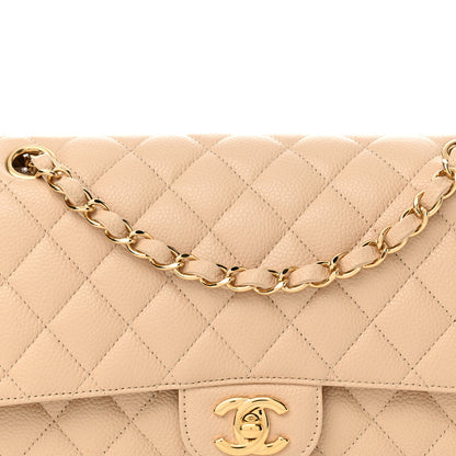 Chanel Caviar Quilted Medium Double Flap Beige 8 of 12