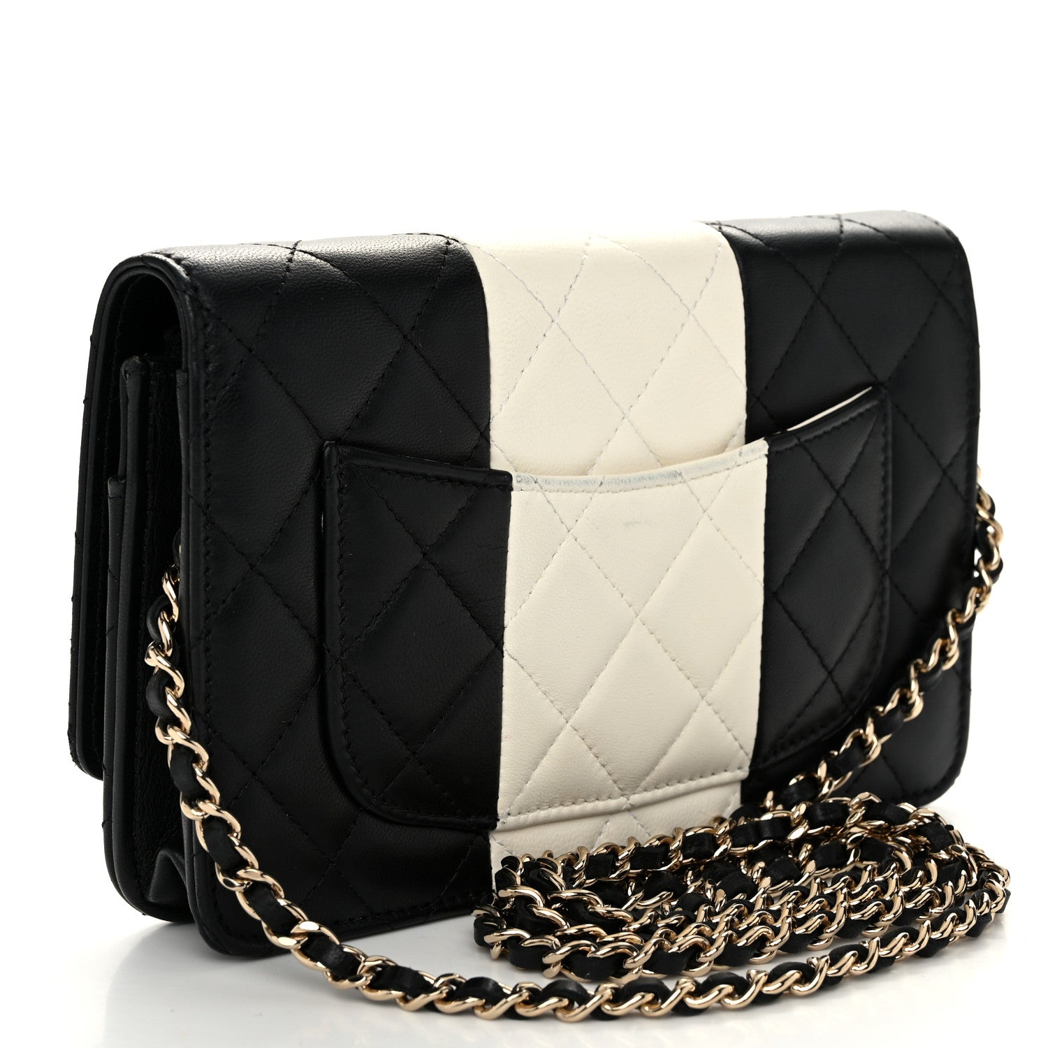 Chanel Lambskin Quilted Wallet On Chain WOC White Black 3 of 13
