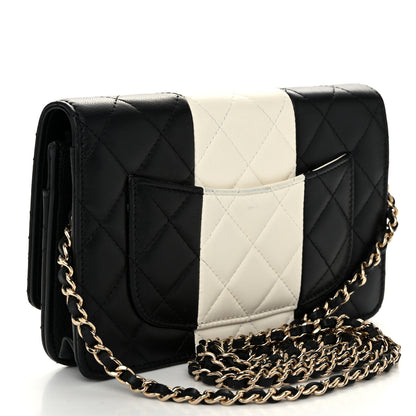 Chanel Lambskin Quilted Wallet On Chain WOC White Black 3 of 13