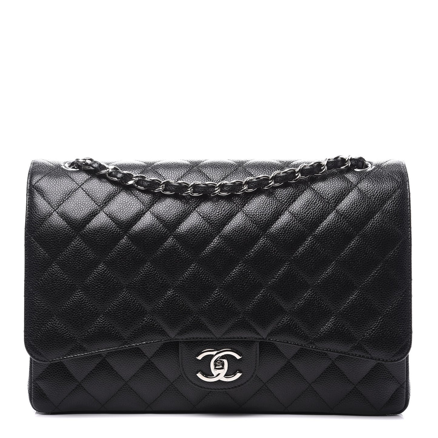 Caviar Quilted Maxi Double Flap Black