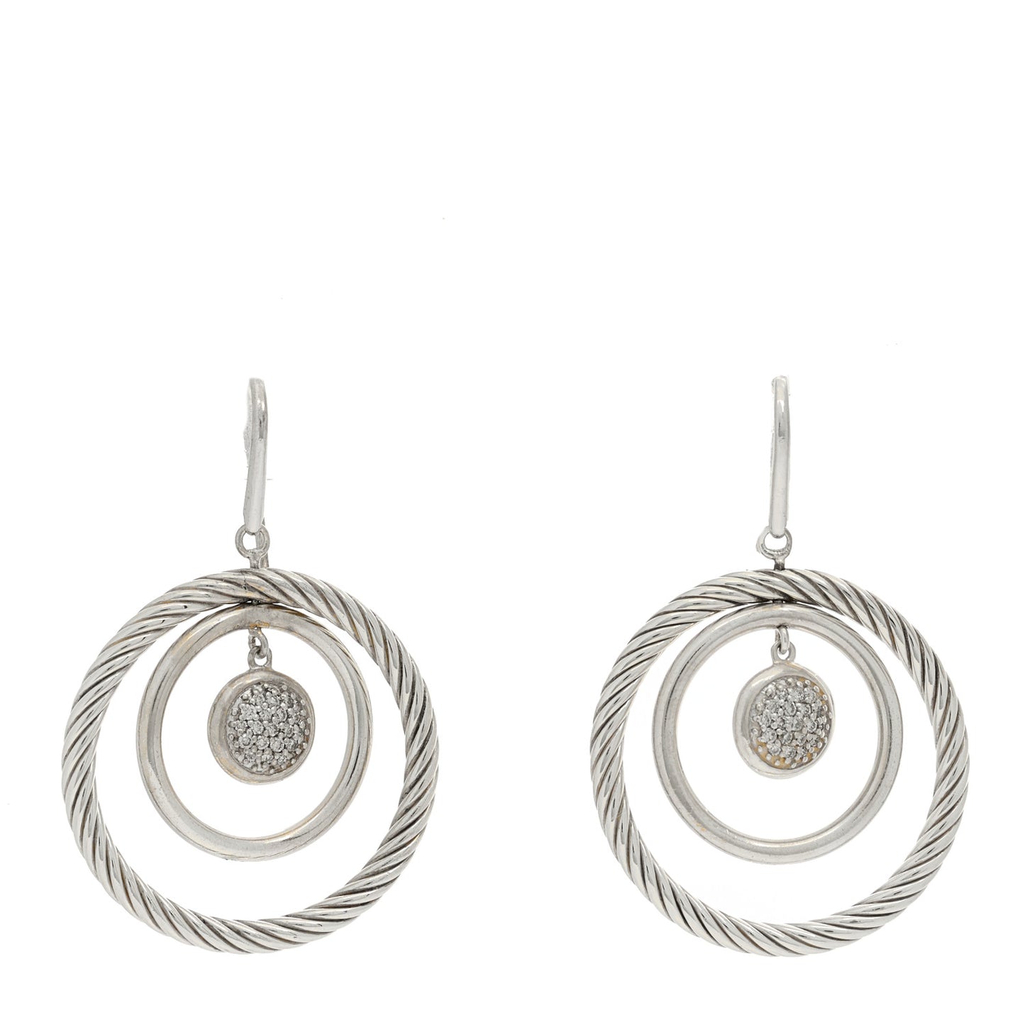 Sterling Silver Diamond Mobile Circle Earrings