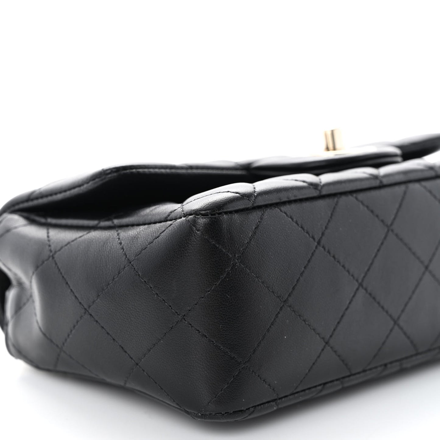 Lambskin Quilted Mini Coco Charms Rectangular Flap Black