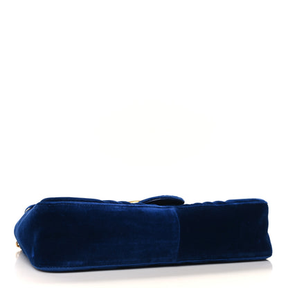 Gucci Velvet Matelasse Medium GG Marmont Shoulder Bag Cobalt Blue 4 of 11