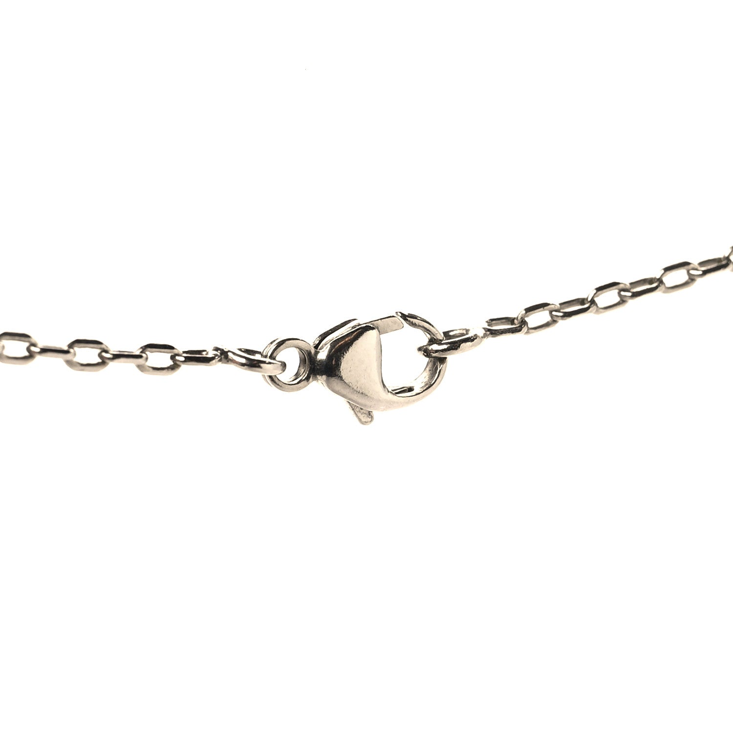 Hermes Palladium Plated Medor Folk Pendant Necklace White 4 of 6