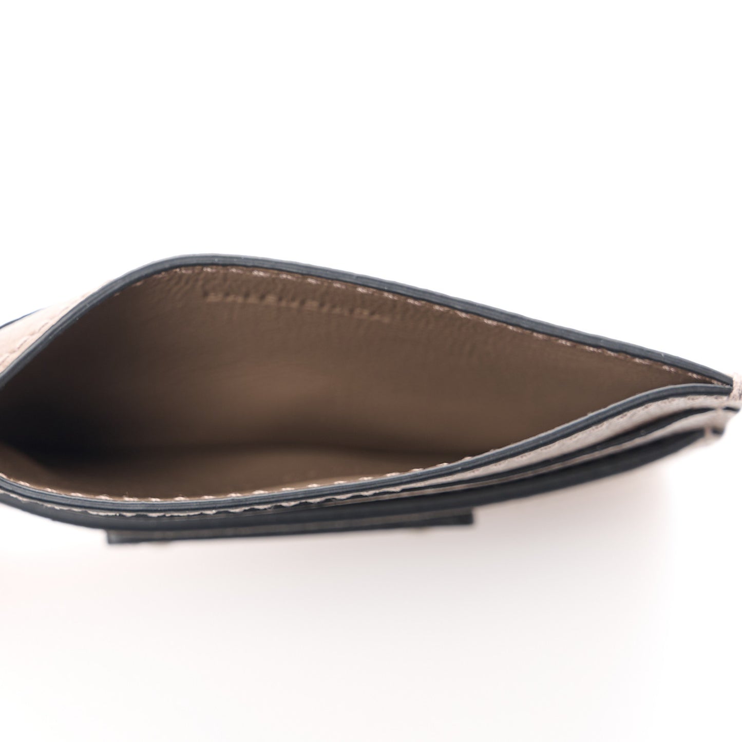 Grained Calfskin Neo Classic Silver Hardware Card Holder Mink Grey