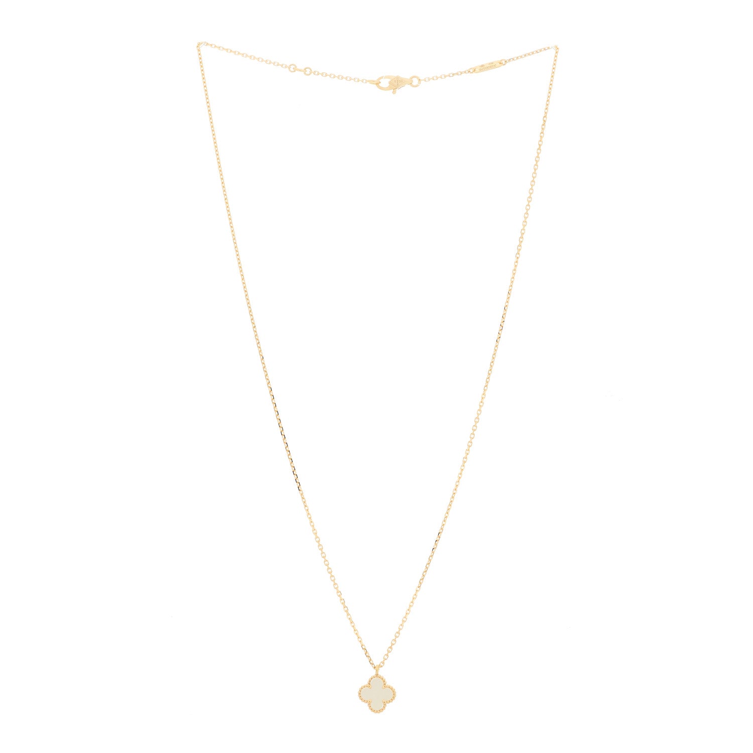 Van Cleef & Arpels 18K Yellow Gold Mother of Pearl Sweet Alhambra Pendant Necklace 3 of 6