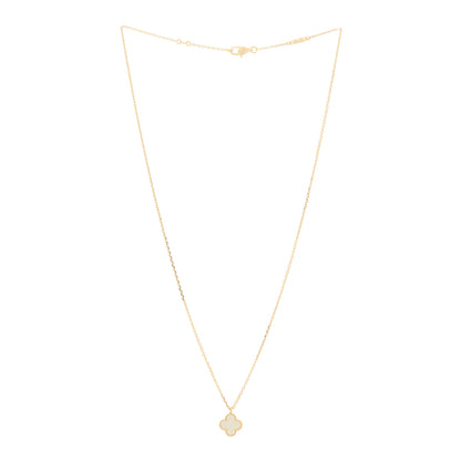 Van Cleef & Arpels 18K Yellow Gold Mother of Pearl Sweet Alhambra Pendant Necklace 3 of 6