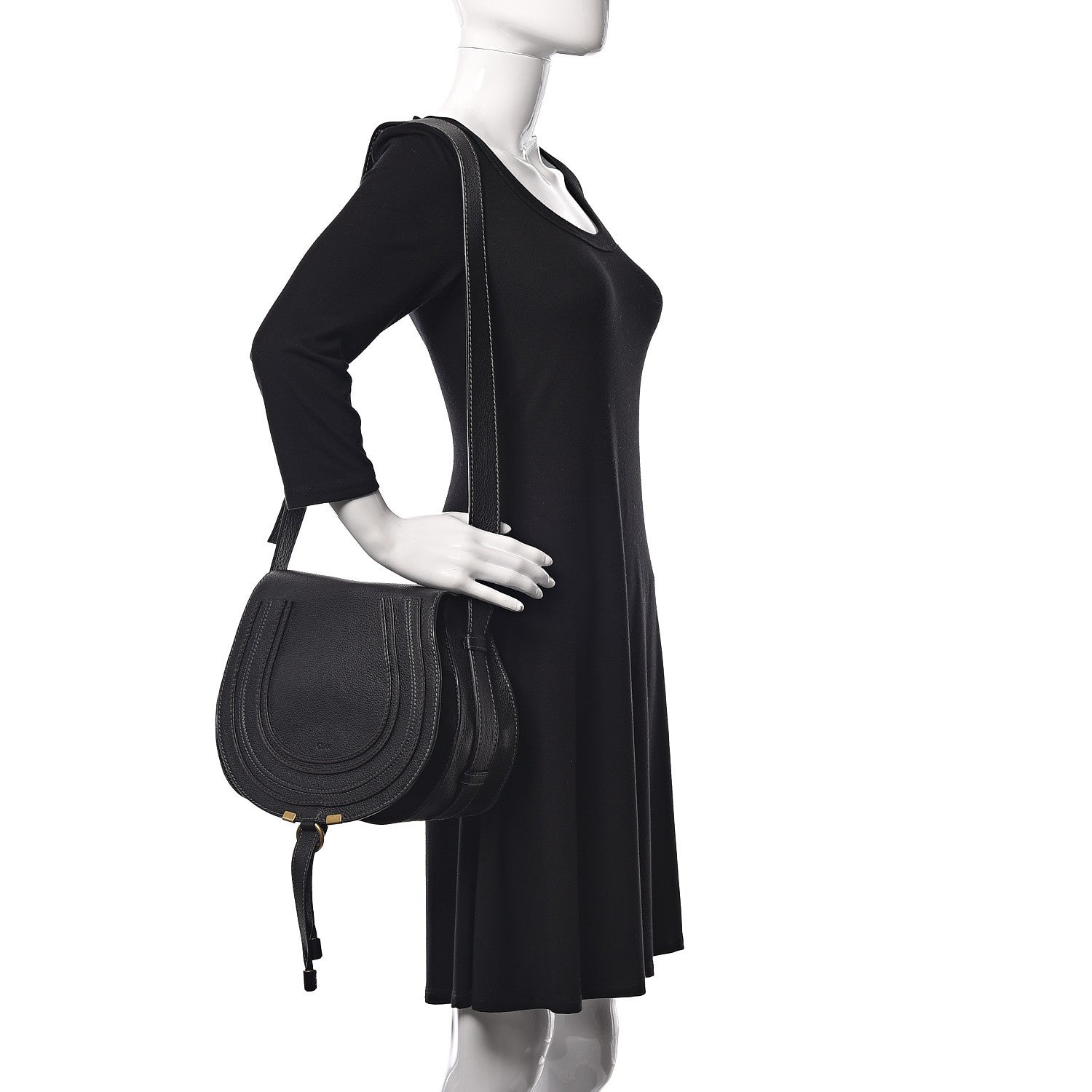 Chloe Calfskin Medium Marcie Round Crossbody Bag Black 2 of 11