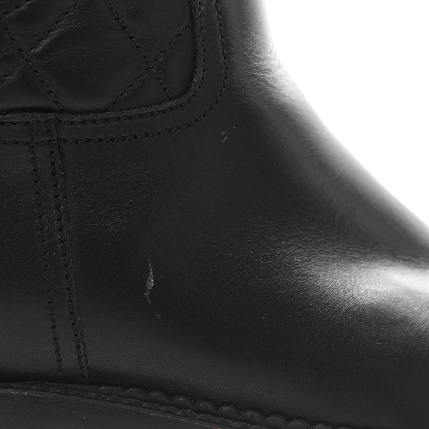 Calfskin Quilted Boots 37 Black