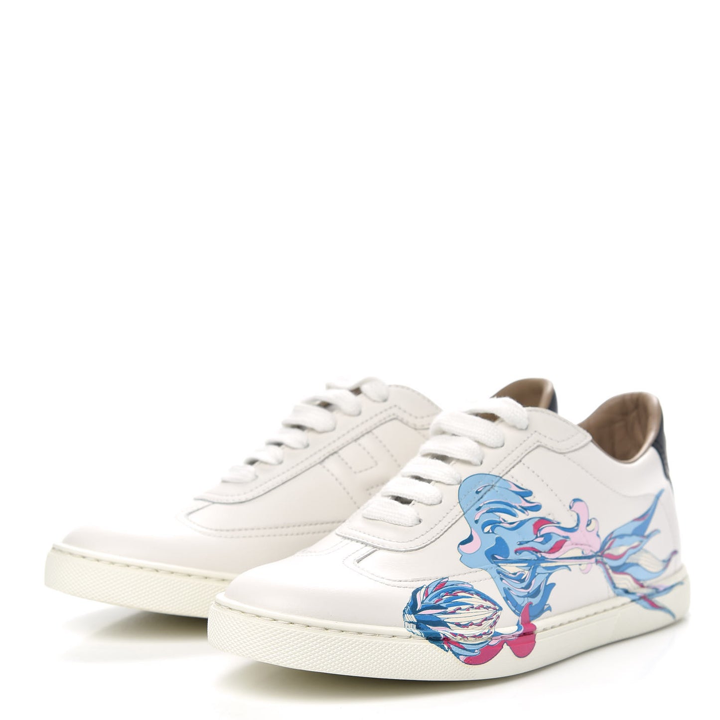 Calfskin Fantaisie Botanique Womens Quicker Sneakers 37 Multicolor White