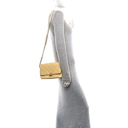 Chanel Shiny Caviar Quilted Small Chain Melody Flap Yellow 2 of 10