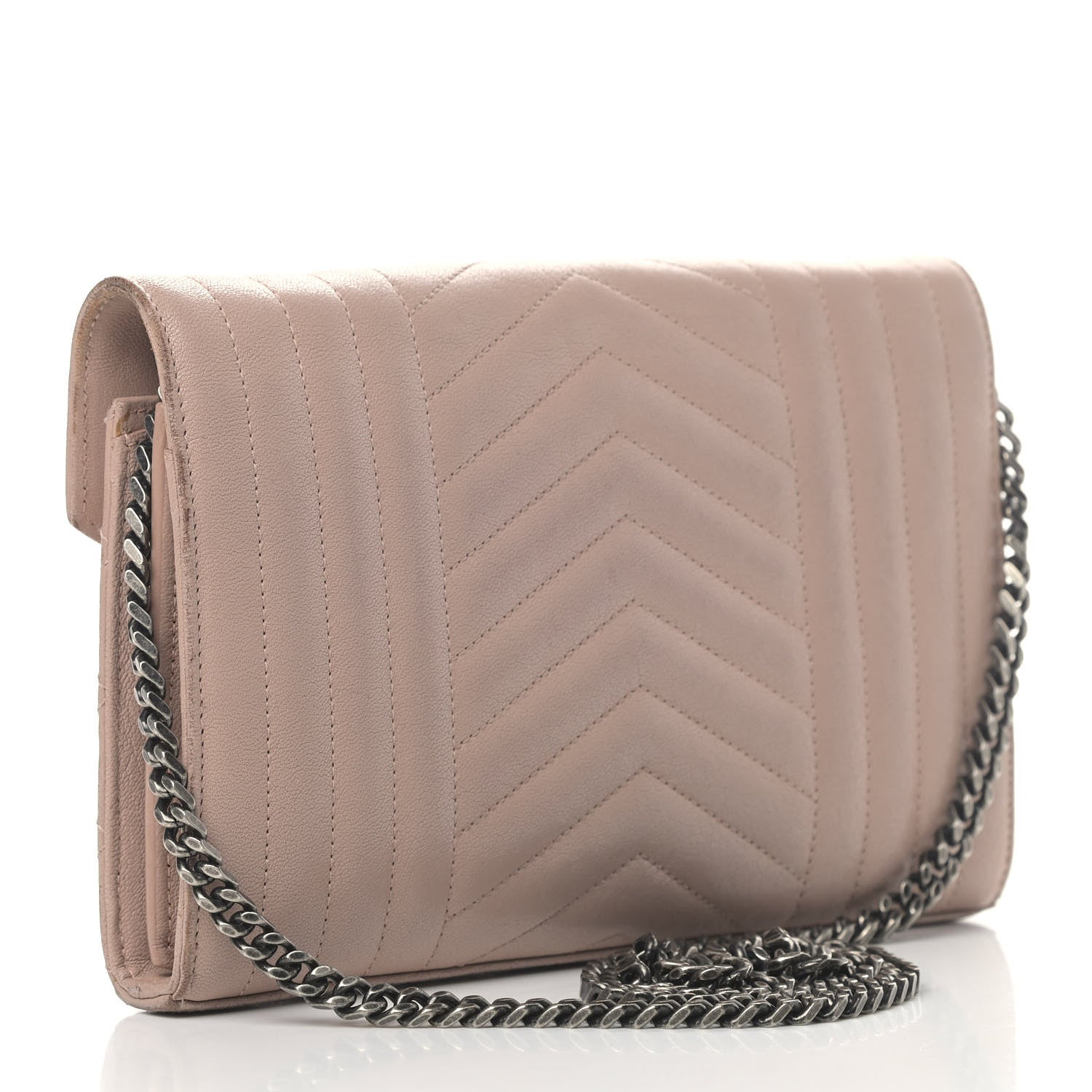 Saint Laurent Sheepskin Tri-Quilt Monogram Envelope Chain Wallet Beige 2 of 9