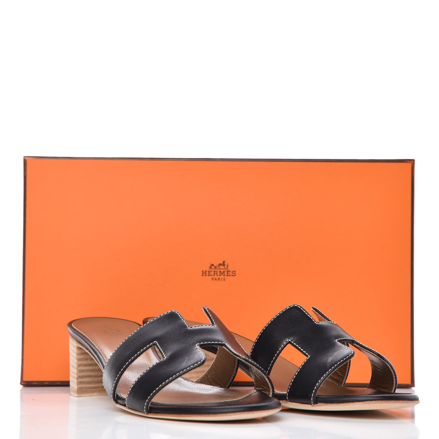 Hermes Calfskin Oasis Sandals 37.5 Black 11 of 11