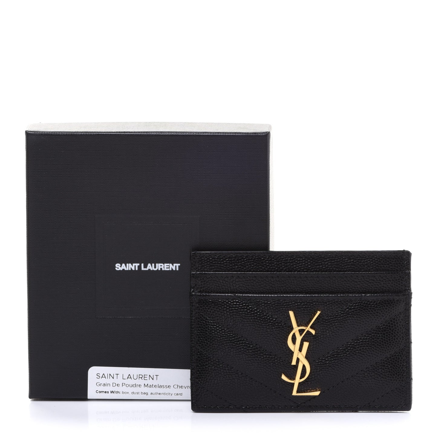 Grain De Poudre Matelasse Chevron Monogram Credit Card Case Black