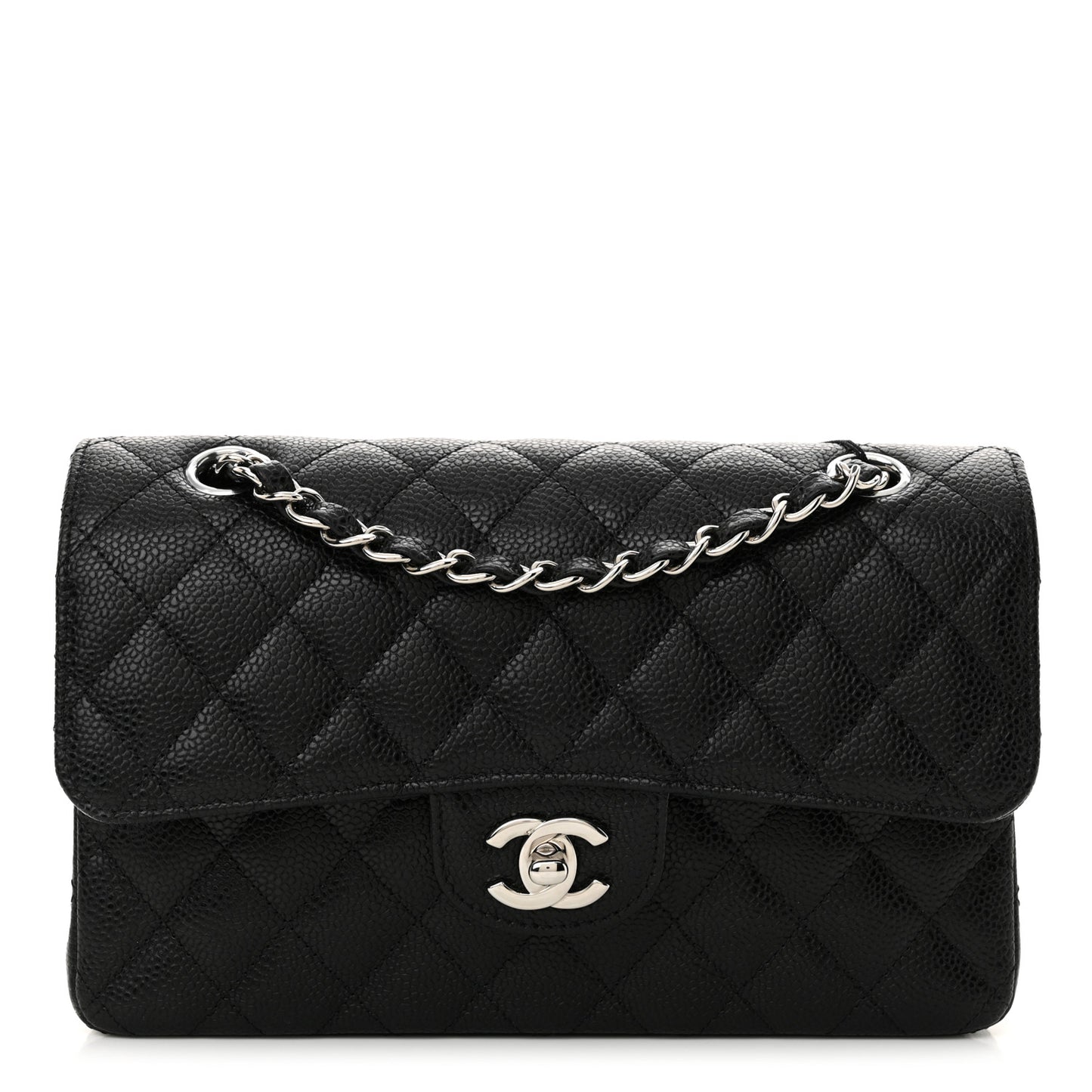 Caviar Quilted Small Double Flap Black