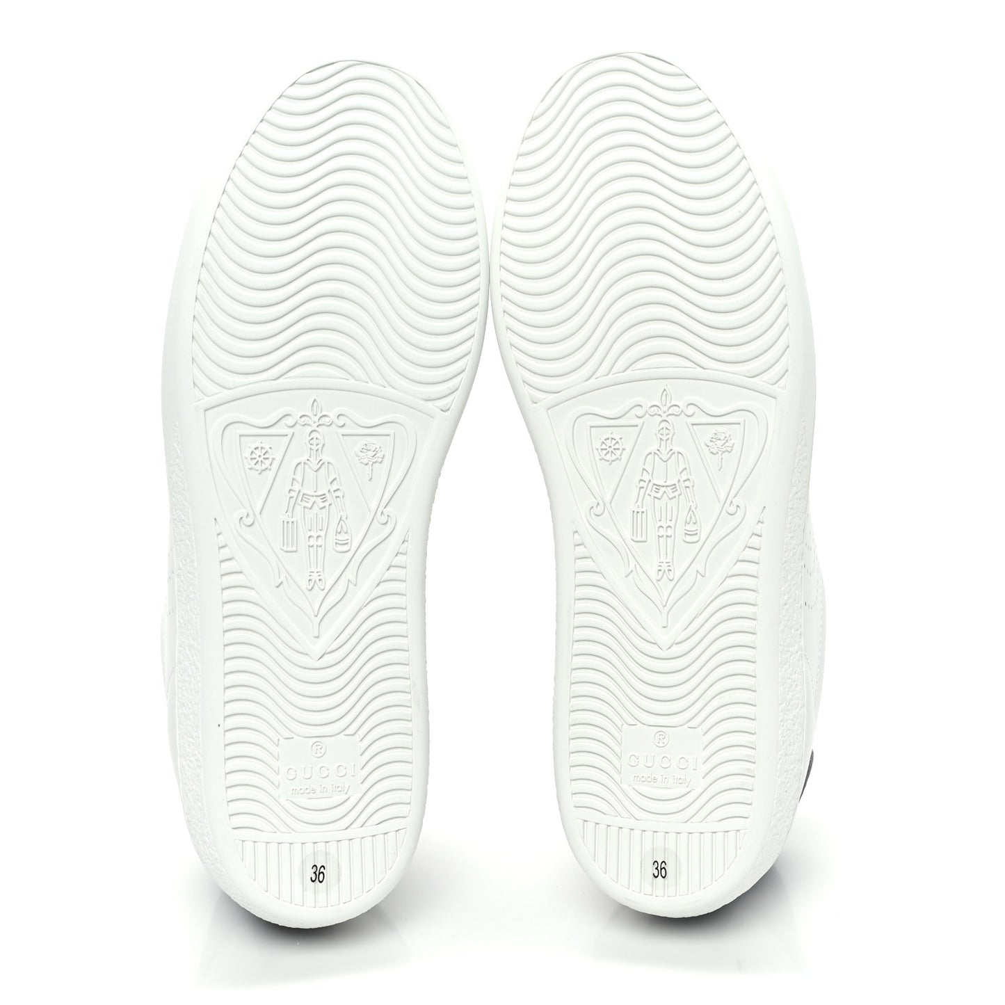 Calfskin Interlocking G Perforated Womens Ace Sneakers 36 White Grey Sky