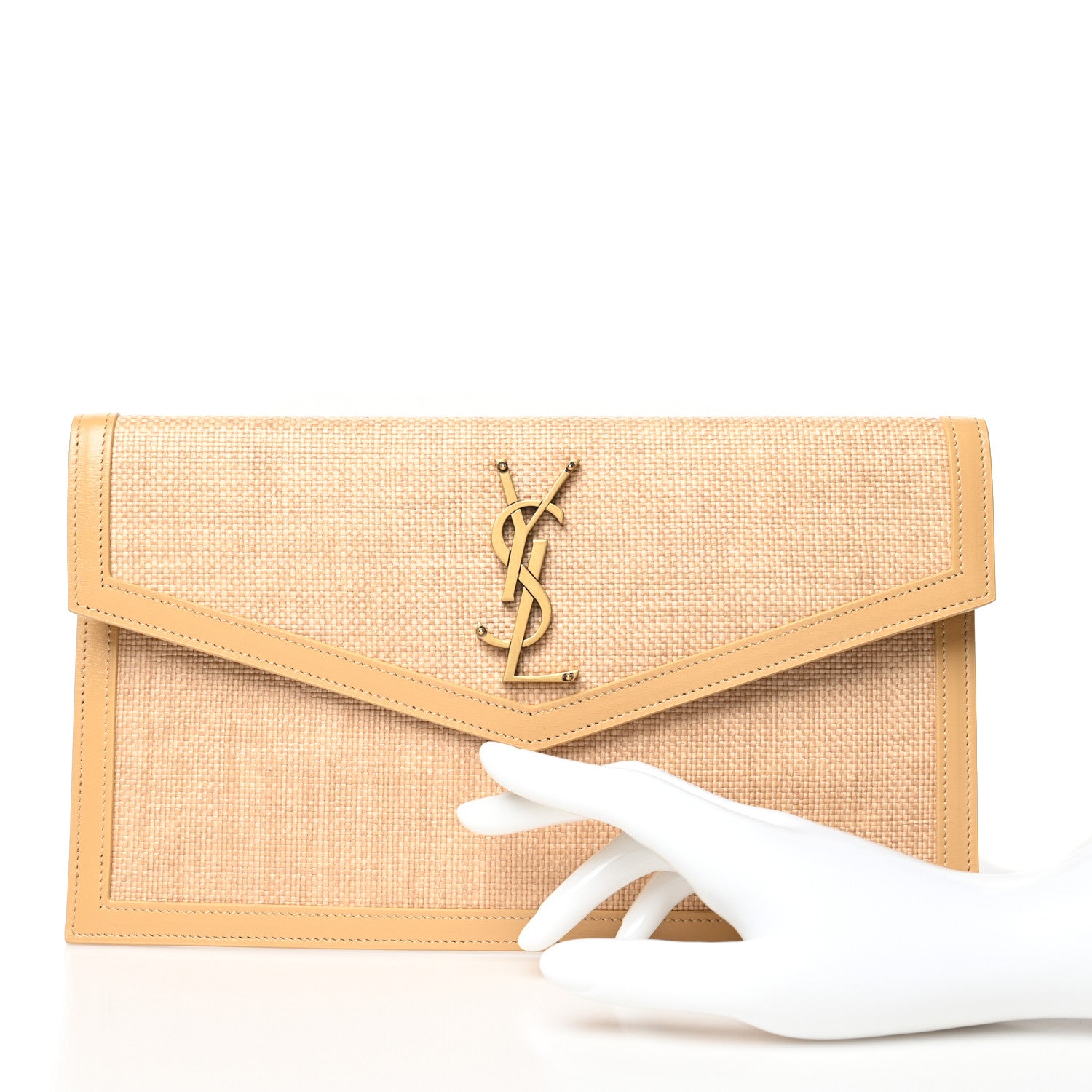 Saint Laurent Micro Raffia Uptown Pouch Natural Hay Blush 2 of 7