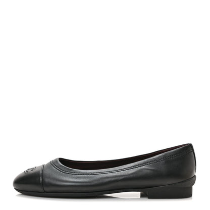 Chanel Lambskin Cap Toe CC Uniform Ballerina Flats 39 Black 1 of 8