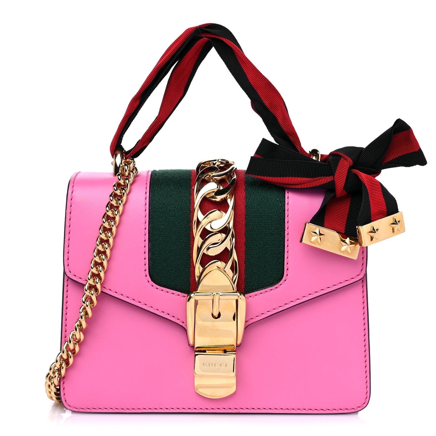 Vitello Fontanella Web Mini Sylvie Chain Shoulder Bag Pink Tropical Flower