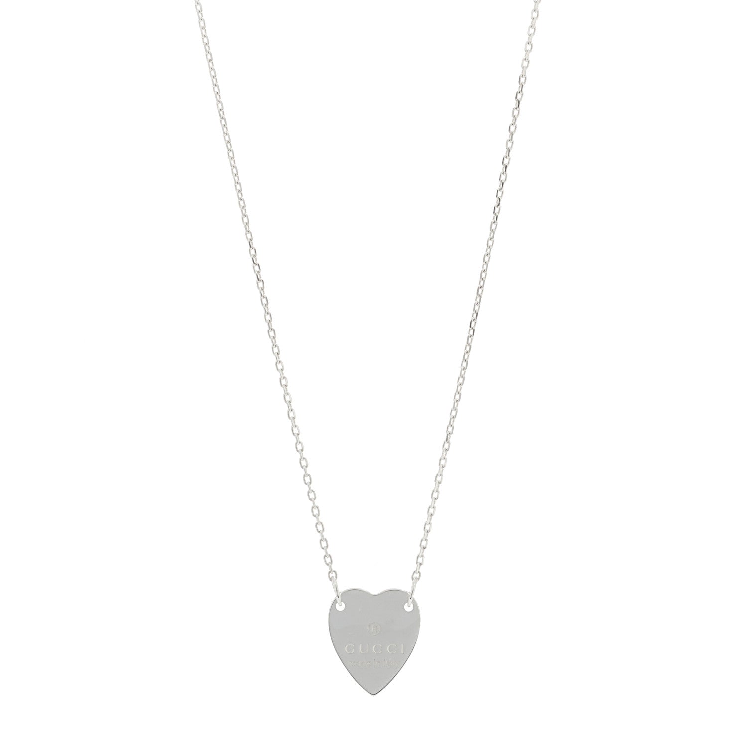 Gucci Sterling Silver Trademark Heart Pendant Necklace 1 of 5