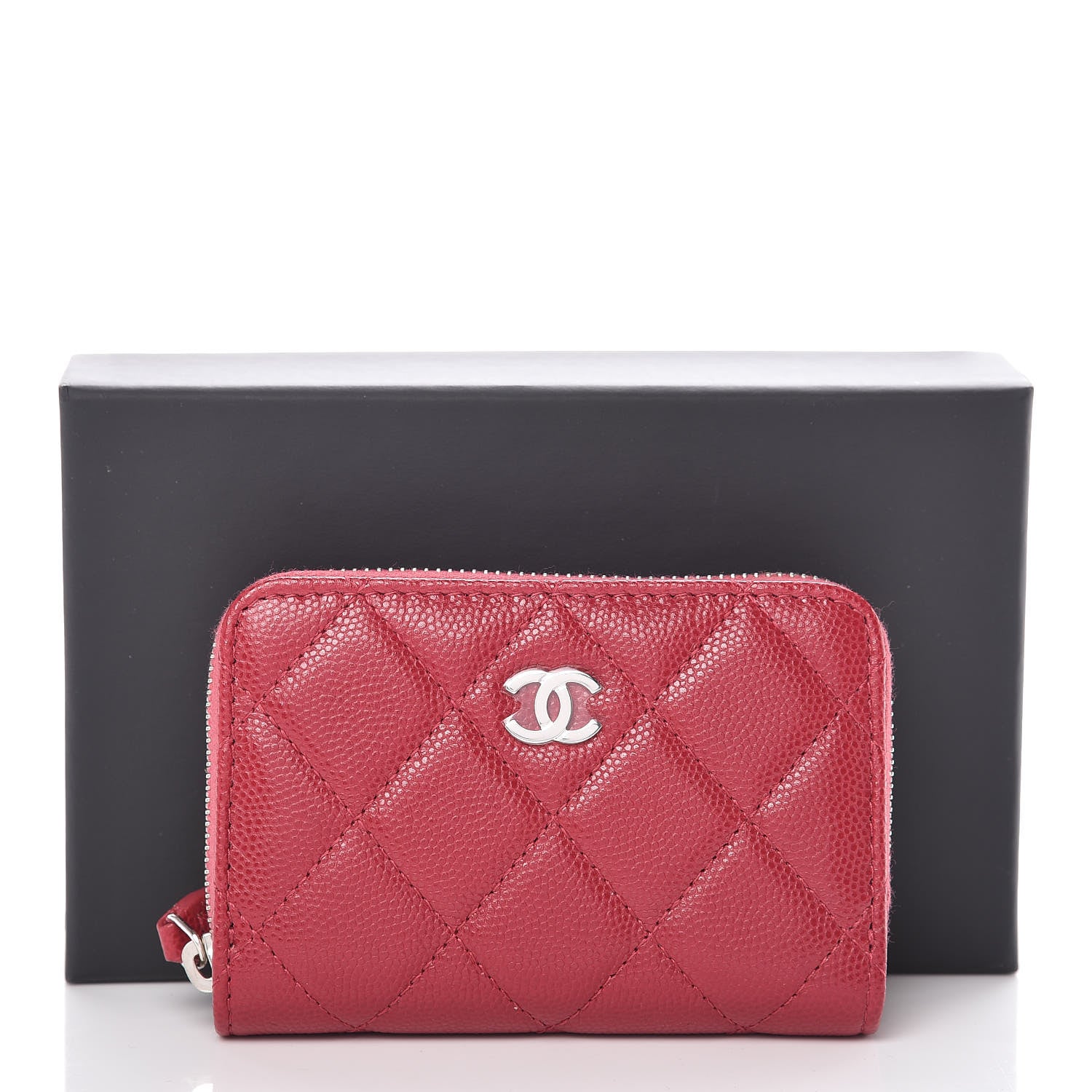 Chanel Caviar Quilted Zip Coin Purse Dark Pink 10 of 10