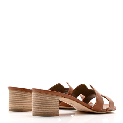 Hermes Calfskin Oasis Sandals 37.5 Gold 4 of 10
