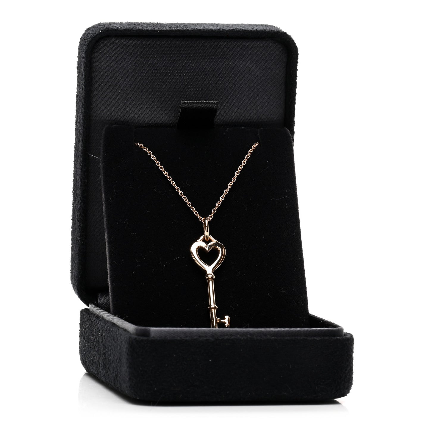 18K Rose Gold Mini Heart Key Pendant Necklace