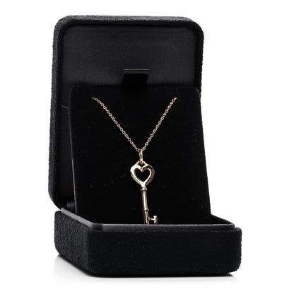 Tiffany 18K Rose Gold Mini Heart Key Pendant Necklace 5 of 5