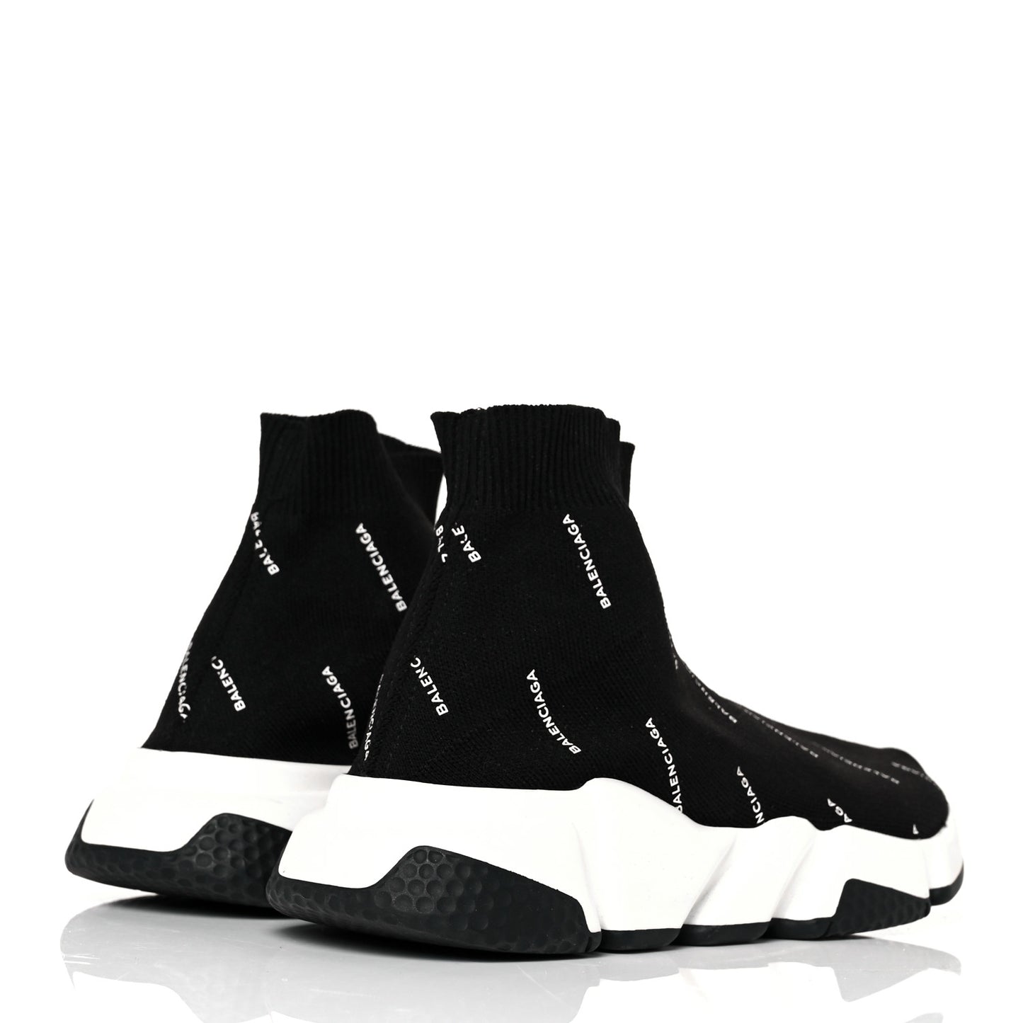 Neoprene Knit Allover Logo Bi-Color Sole Womens Speed Sneakers 36 Black White