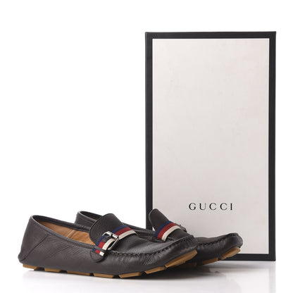 Gucci Calfskin Mens Web Sylvie Web Buckle Driver Loafers 9 Cocoa 9 of 9