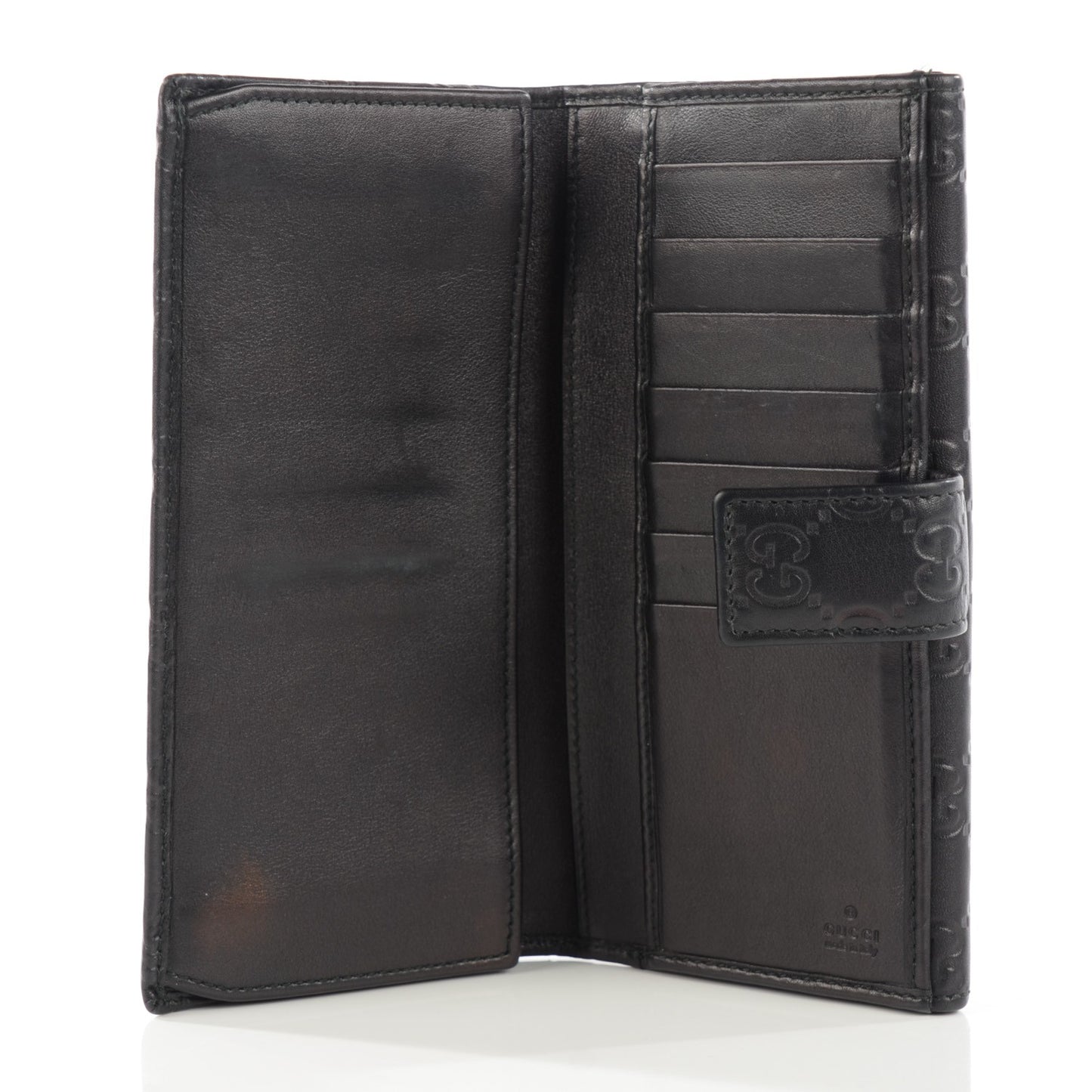 Guccissima Margaux Calfskin Metal Bar Continental Flap Wallet Black