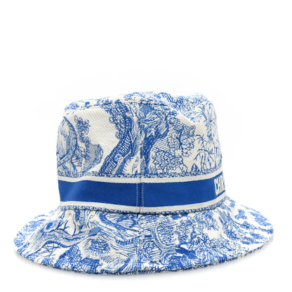 Christian Dior Canvas Toile de Jouy Sauvage Diorivera D-Bobby Small Brim Bucket Hat 59 Fluorescent Blue 6 of 8