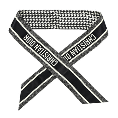 Christian Dior Silk 30 Montaigne Mitzah Scarf Black White 1 of 3