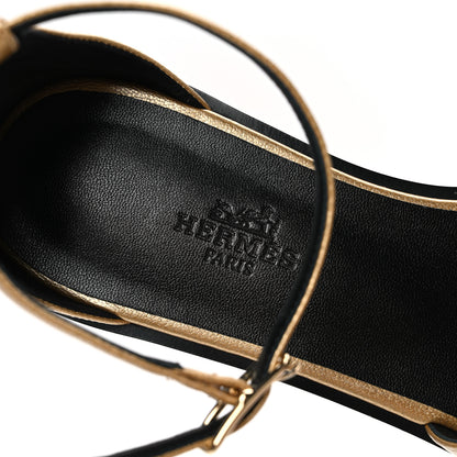 Hermes Metallic Chevre Chamkilight Santorini Sandals 36 Dore 9 of 10