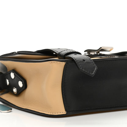 Proenza Schouler Lambskin Snakeskin Embossed PS1 Mini Pouch Messenger Black Sand 8 of 11