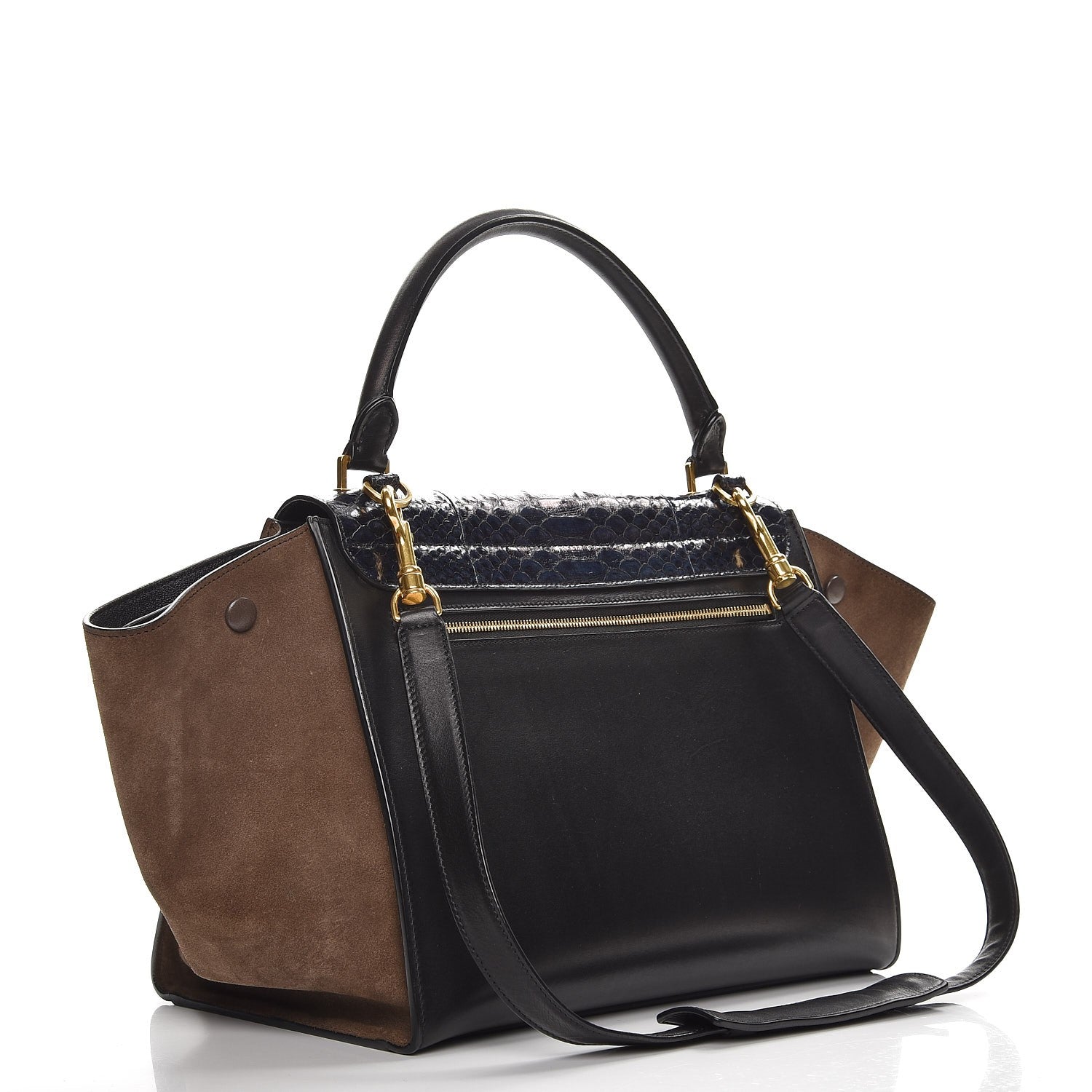 Celine Python Suede Medium Trapeze Midnight 4 of 11