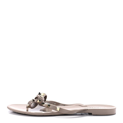 Valentino Garavani PVC Jelly Rockstud Bow Thong Sandals 40 Poudre 1 of 8